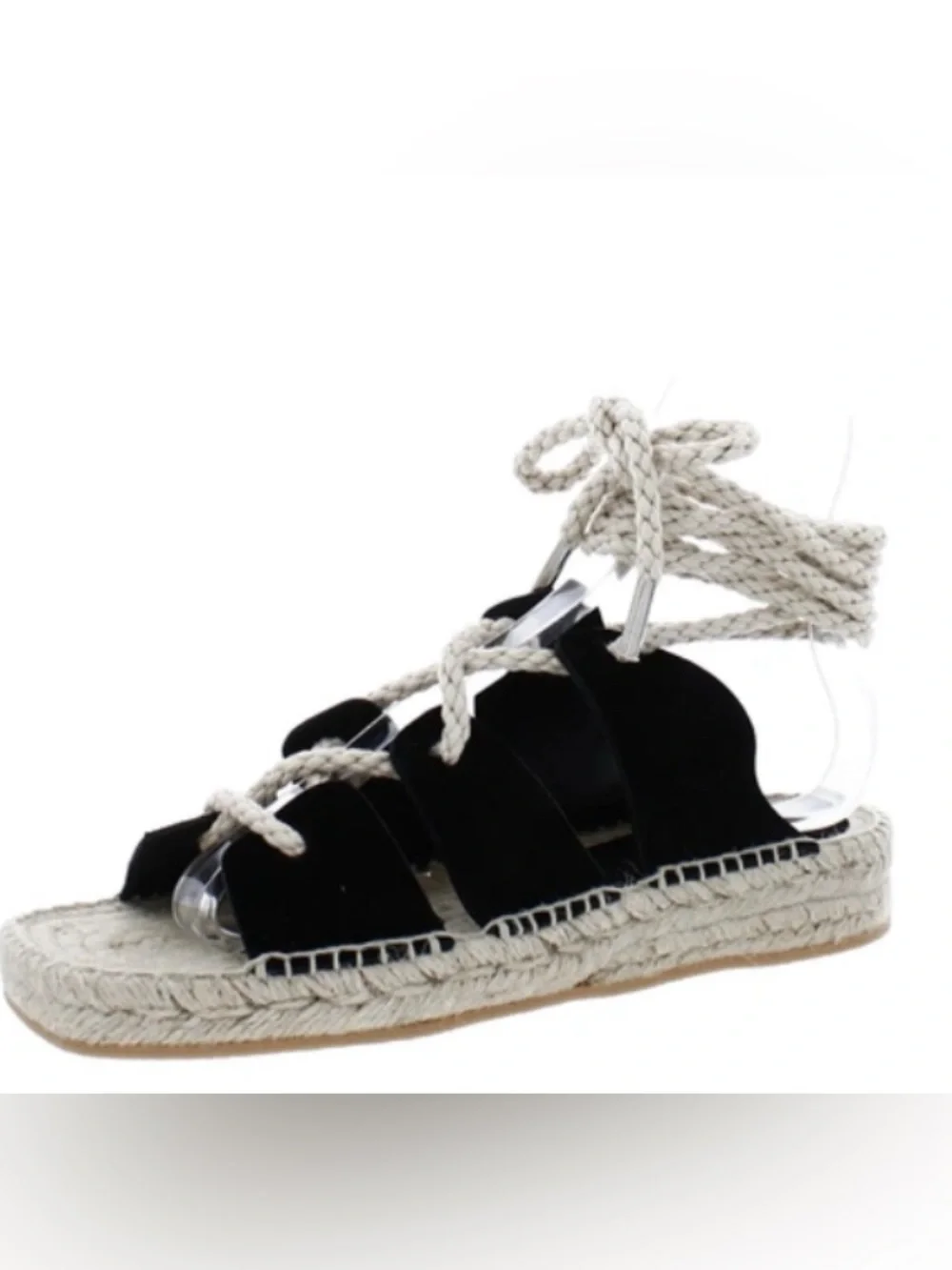 Freda Salvador Black Suede Lace-Up Strappy Lucy Espadrille: Size 6
